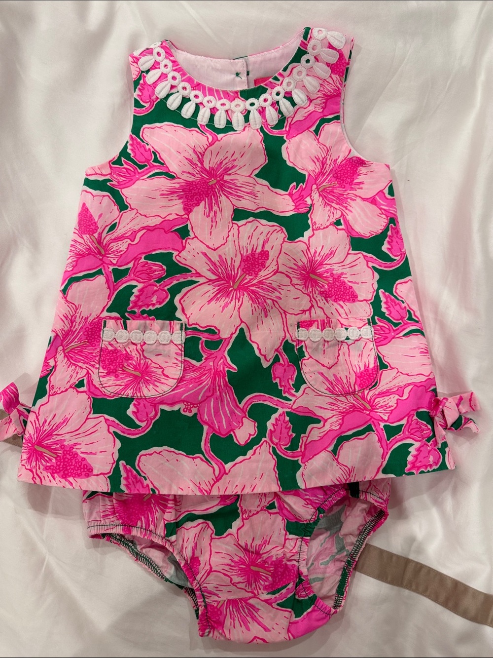 Lily Pulitzer 18-24m -Pink & Green Floral Baby Dress with Bloomer